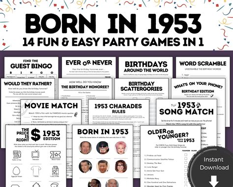 Printable 70th birthday games for him her 70th birthday ideas born in ...
