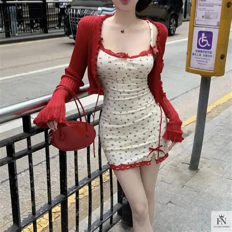 Dress + Cardigan - Bow Mini Dress - Korean Fashion – Fashionnsio