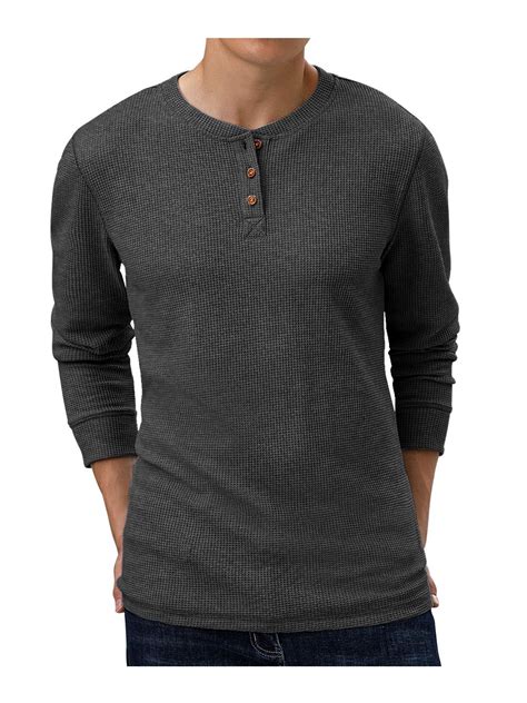 Anygrew Mens shirts Long Sleeve Henley Shirt Waffle Shirt for Men ...