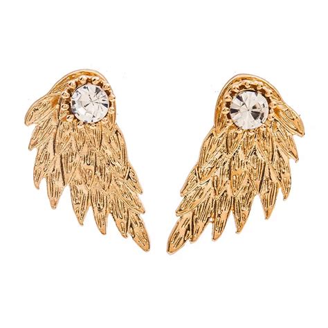 Pinapes Angel Wings Design Earrings Elegant Gold-Plated Studs for Wome