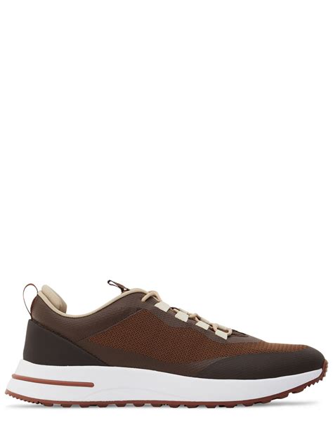 Loro Piana Weekend Walk Leather-trimmed Mesh Sneakers In Brown | ModeSens