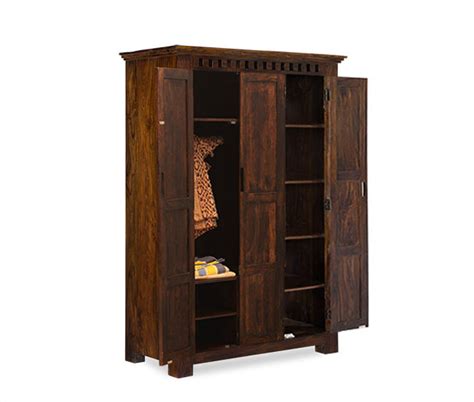 3 Door Kuber Wardrobe - Indian Solid Sheehsam Wood Furniture – Saraf ...