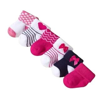 IBA ISBA COLLECTIONS Baby Girls Cotton Blend Crew Length Socks, 6 Pairs ...