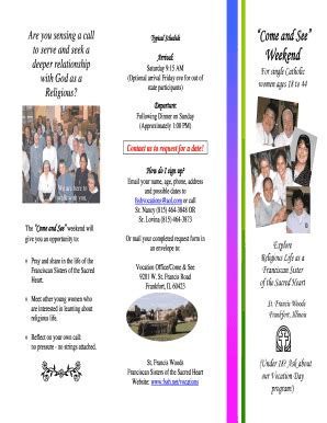 Fillable Online fssh Come and See Weekend Brochure - Franciscan Sisters ...