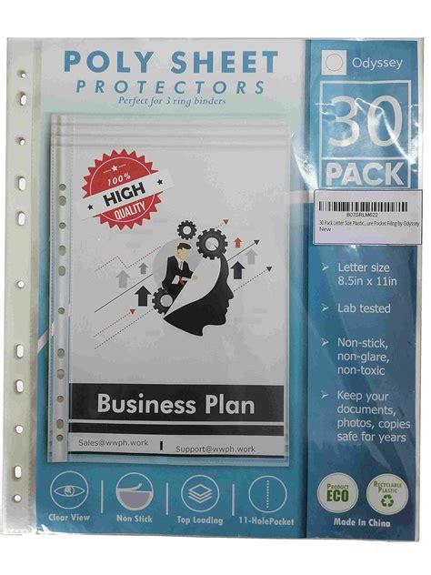 30 Pack Letter Size Plastic Poly Insert Sheets Transparent Clear ...