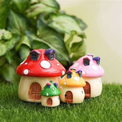 Buy Mushroom houses plastic miniature garden toys - 4 Pieces online ...