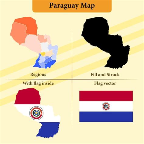 Carte vectorielle du Paraguay États vectoriels et lignes et complète ...