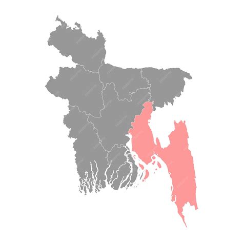Premium Vector | Chittagong division map administrative division of bangladesh