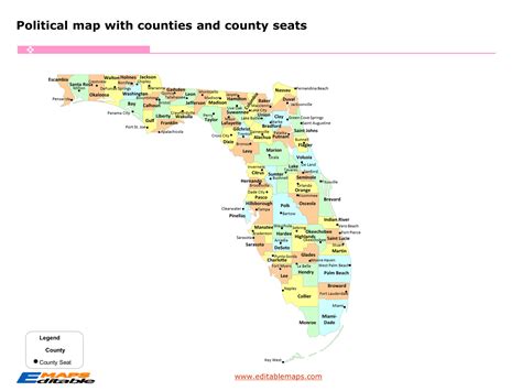 Florida county map - Editable PowerPoint Maps