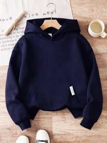 Teenage Boys' Simplistic Plain Light Grey Loose Fit Casual Hooded ...