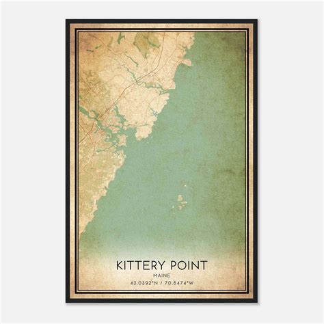 Vintage Kittery Point Maine Map Poster, Kittery Point ME City Road Wall ...