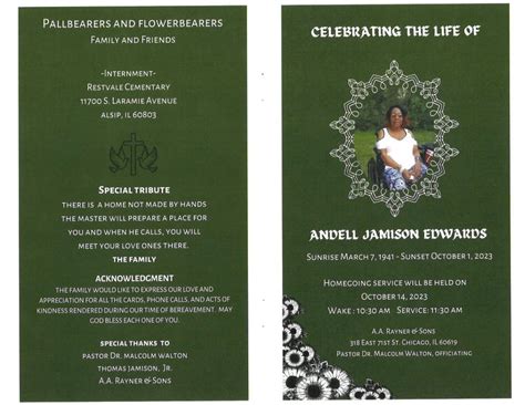 Andell J Edwards Obituary | AA Rayner and Sons Funeral Homes
