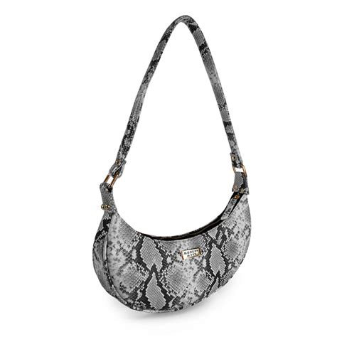 Modern Myth Grey Snake Print Half Moon Baguette Shoulder Bag: Buy ...