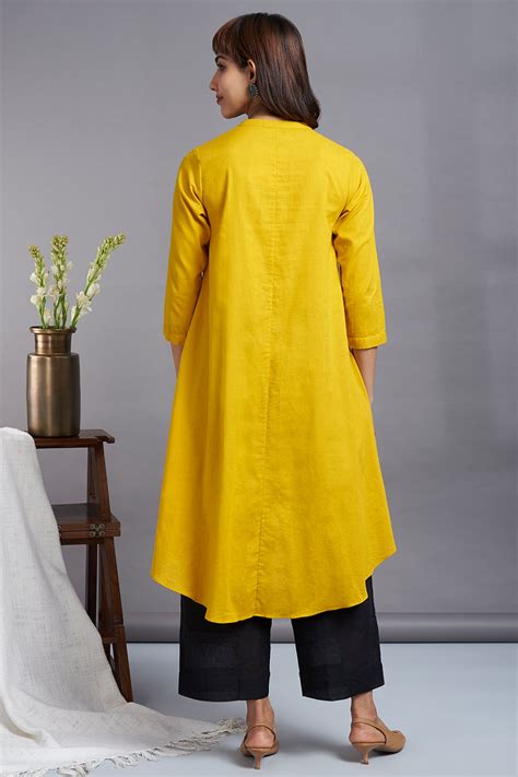 tuscany yellow - linen asymmetrical hemline button down tunic - maati ...