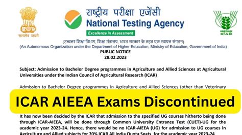 ICAR AIEEA Exam Discontinued, Admissions to be conducted through CUET ...