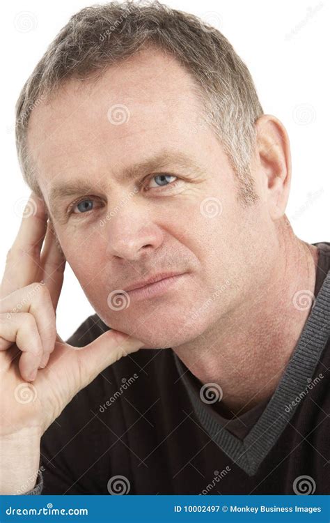 Portrait of Thoughtful Middle Aged Man Stock Image - Image of vertical ...