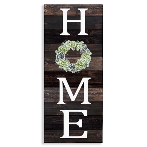 Gracie Oaks Welcome Home Sign Green Succulent Wreath Greeting by Kim Allen - Graphic Art Print ...
