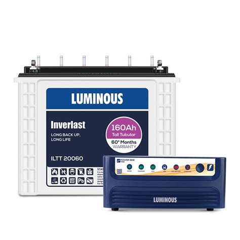 Luminous Inverter & Battery Combo (Power sine 1100 Pure Sine Wave 900VA ...