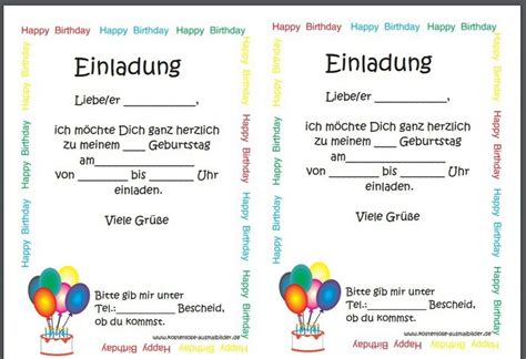 Einladung Kindergeburtstag Din A5