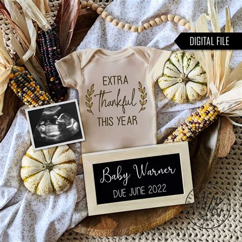 Extra Thankful This Year Digital Pregnancy Announcement Thanksgiving ...