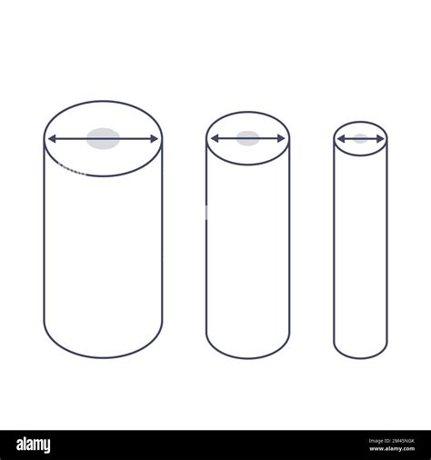 Cylinder pipe diameter geometric diagram icon set Stock Vector Image ...