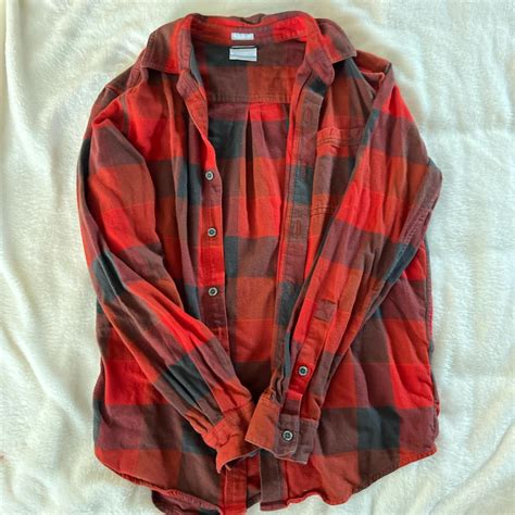 MENS: Columbia; Orange and black flannel shirt - Depop