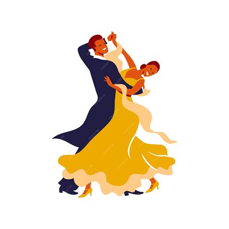 Premium Vector | Ballroom couple dancing waltz on tournament