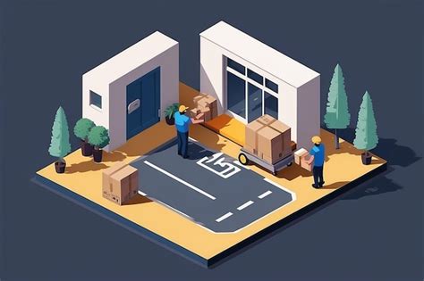 Delivery person hands off a package to a customer isometric ...
