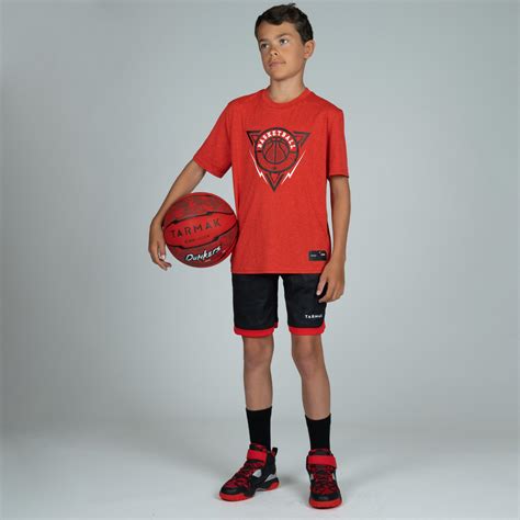Kids' T-shirt Basketball TS500 - Red/Triangle