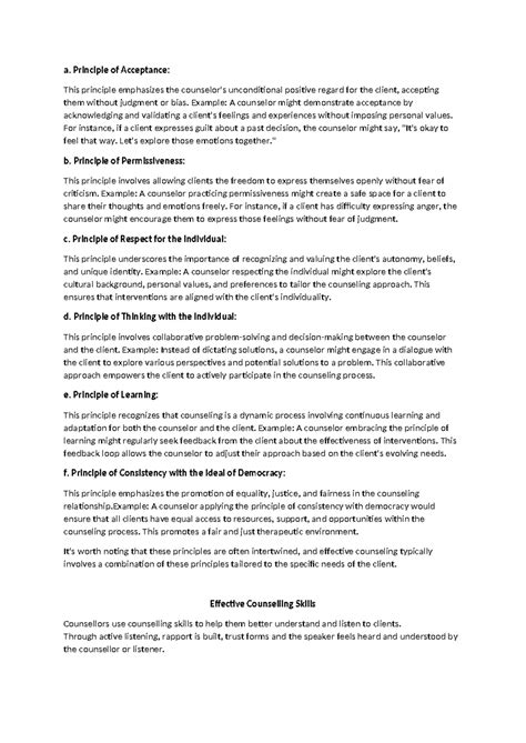 Effective rules of counseling - a. Principle of Acceptance: This ...