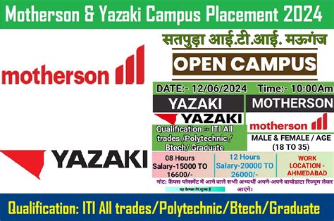 Motherson & Yazaki Indian Limited new placement ITI Job interview ITI ...
