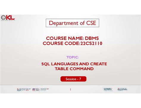 Session-7 - Copy - Probability - Department of CSE COURSE NAME: DBMS ...