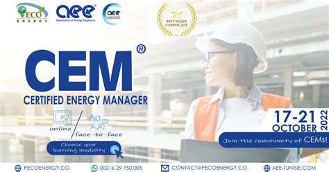 Certified Energy Manager, CEM® | Formation Energétique en Tunisie