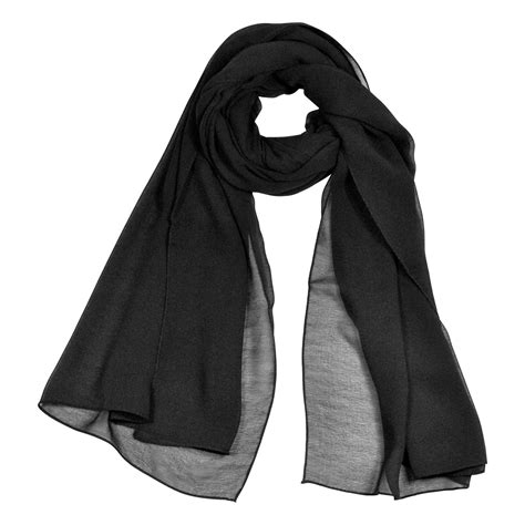 Black Lightweight Soft Sheer Chiffon Scarf Long Rectangle Womens Head ...