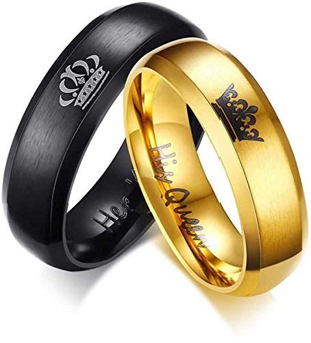 Peora Valentine Day Stainless Steel Couple Ring for Unisex Adult (Gold ...