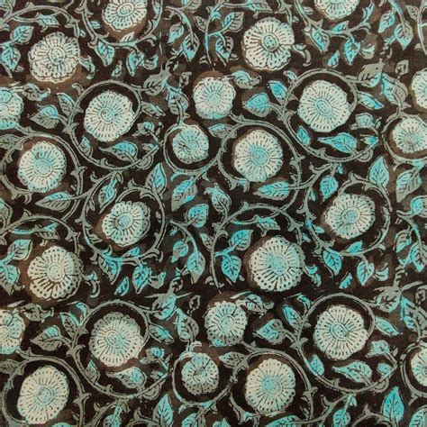 Pre-cut 1.40 meter Modal Cotton Dabu Blue Flower Jaal Hand Block Print ...