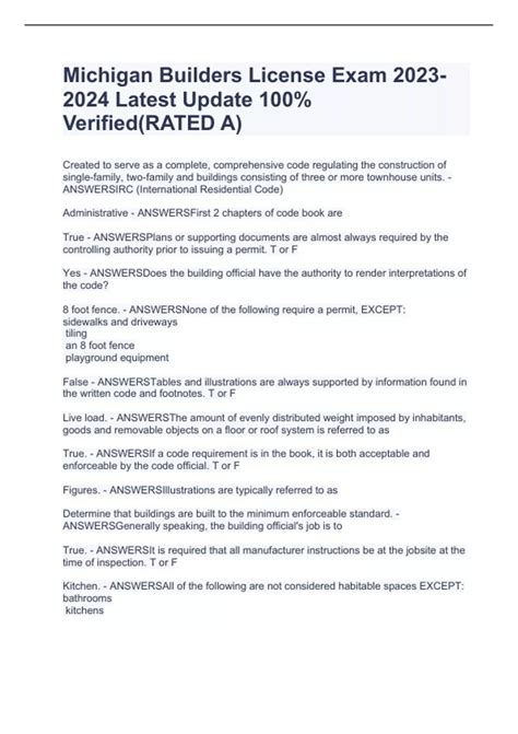 Michigan Builders License Exam Latest Update 100% Verified(RATED A ...