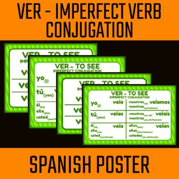 DIGITAL DOWNLOAD - Spanish Imperfect VER Verb Conjugation (2 STYLES, 2 ...