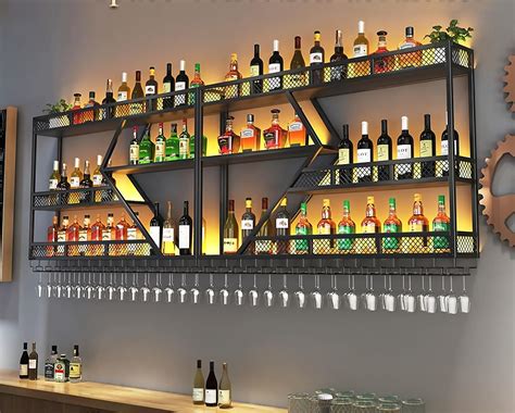 Amazon.com: PIKYsailed 79 Inch Metal Wine Rack Wall Mounted, Modern Bar ...