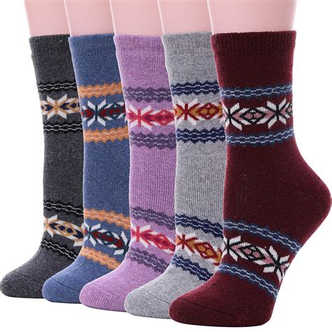 Womens Wool Socks Thick Heavy Thermal Cabin Fuzzy Winter Warm Crew ...