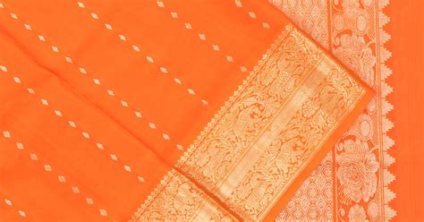 Venkatagiri Silk Brocade Orange Saree | Kankatala