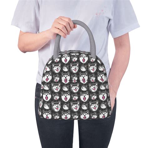 Japuie HUSKY Face Print Insulated Lunch Bag,Lunch Box for Women Men ...