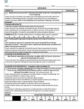 AP History Grading Rubric: LEQ by MsStandi | TPT