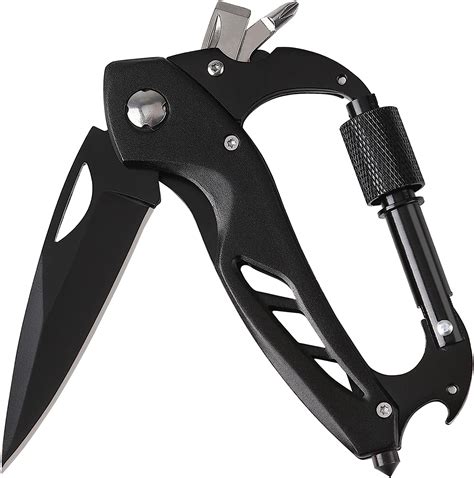 Multitool Carabiner with Folding Pocket Knife,Edc Carabiner Keychain ...