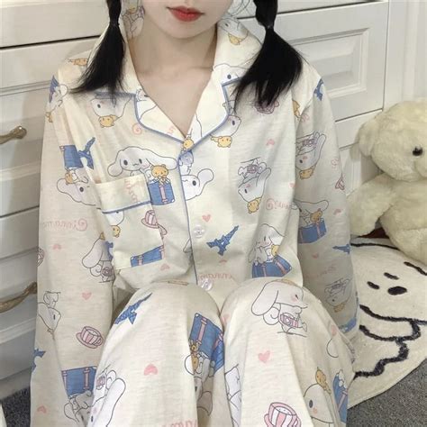 Sanrio Hello Kitty Kuromi Pajamas Suits Kawaii Cinnamoroll Melody Long ...