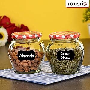 ROUSRIE Pack of 84 Reusable Waterproof Black Same Shape Mason Jars ...