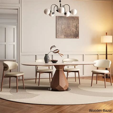 Rock plate dining table and chair combination – Wooden Bazar