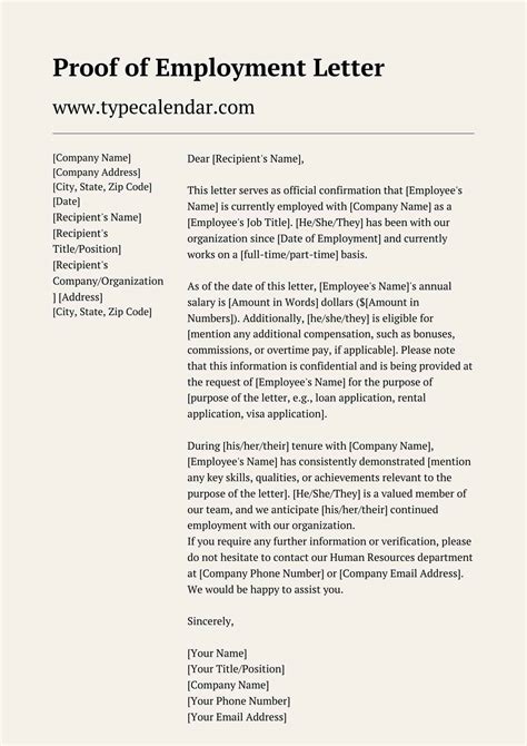 Sample Employment Letter For Visa