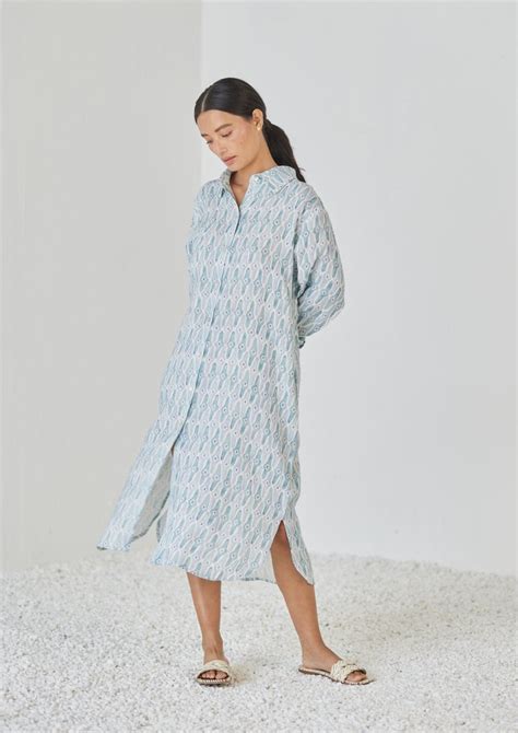 Magnolia Mosaic Blue Shirt Dress – SanctuaryLiving