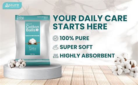 100% Pure Cotton Balls, 100 Count, Pack of 1 - Soft & Absorbent for ...